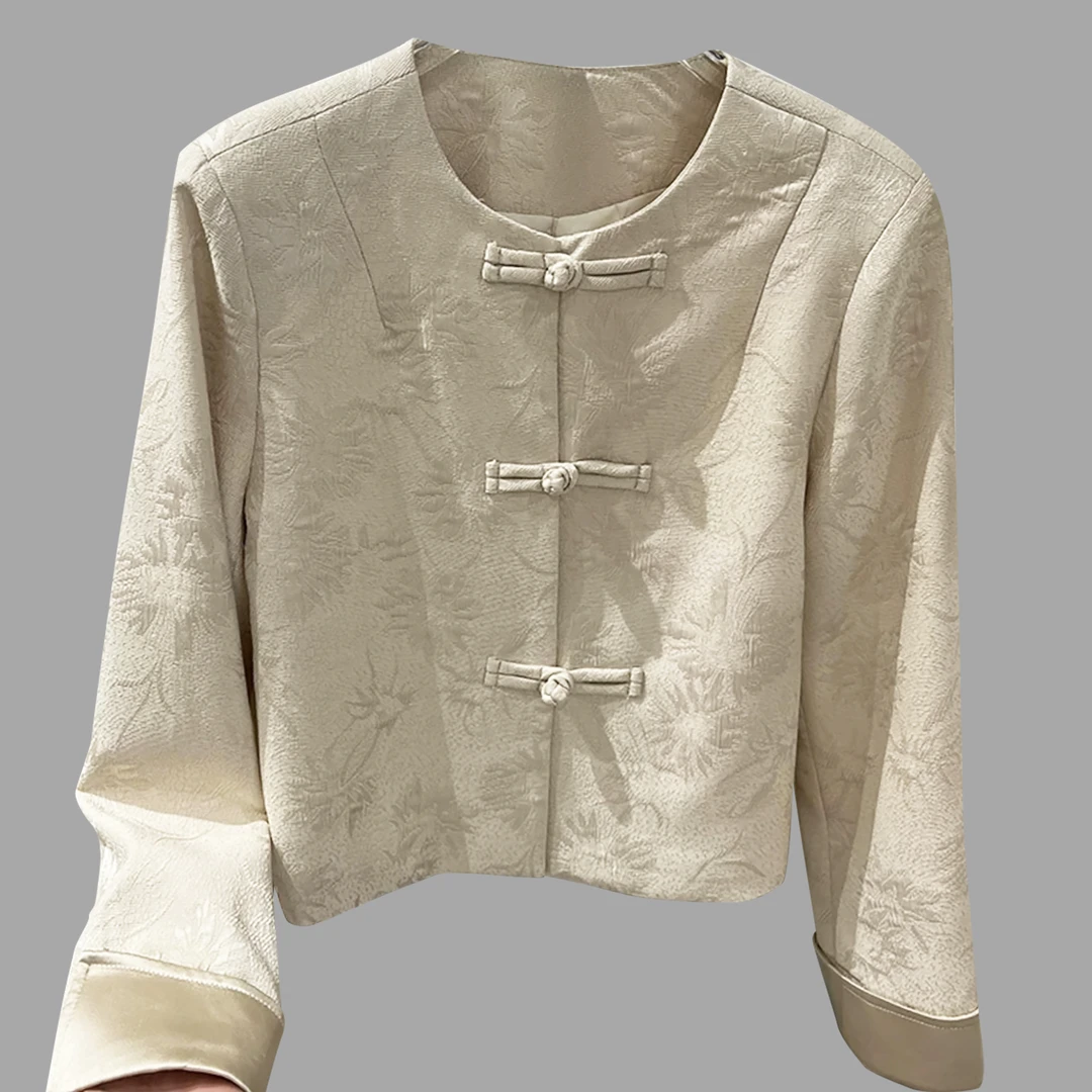 新中式！女士国风盘扣减龄外套E423