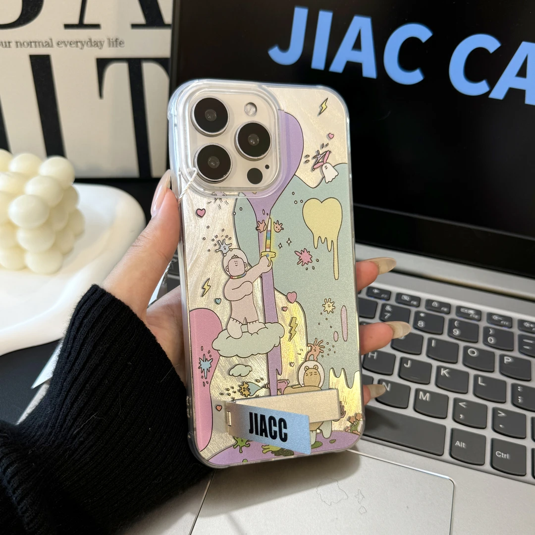 JIAC适用苹果15华为小米14vivo一加oppo防摔涂鸦太空熊羽纱手机壳