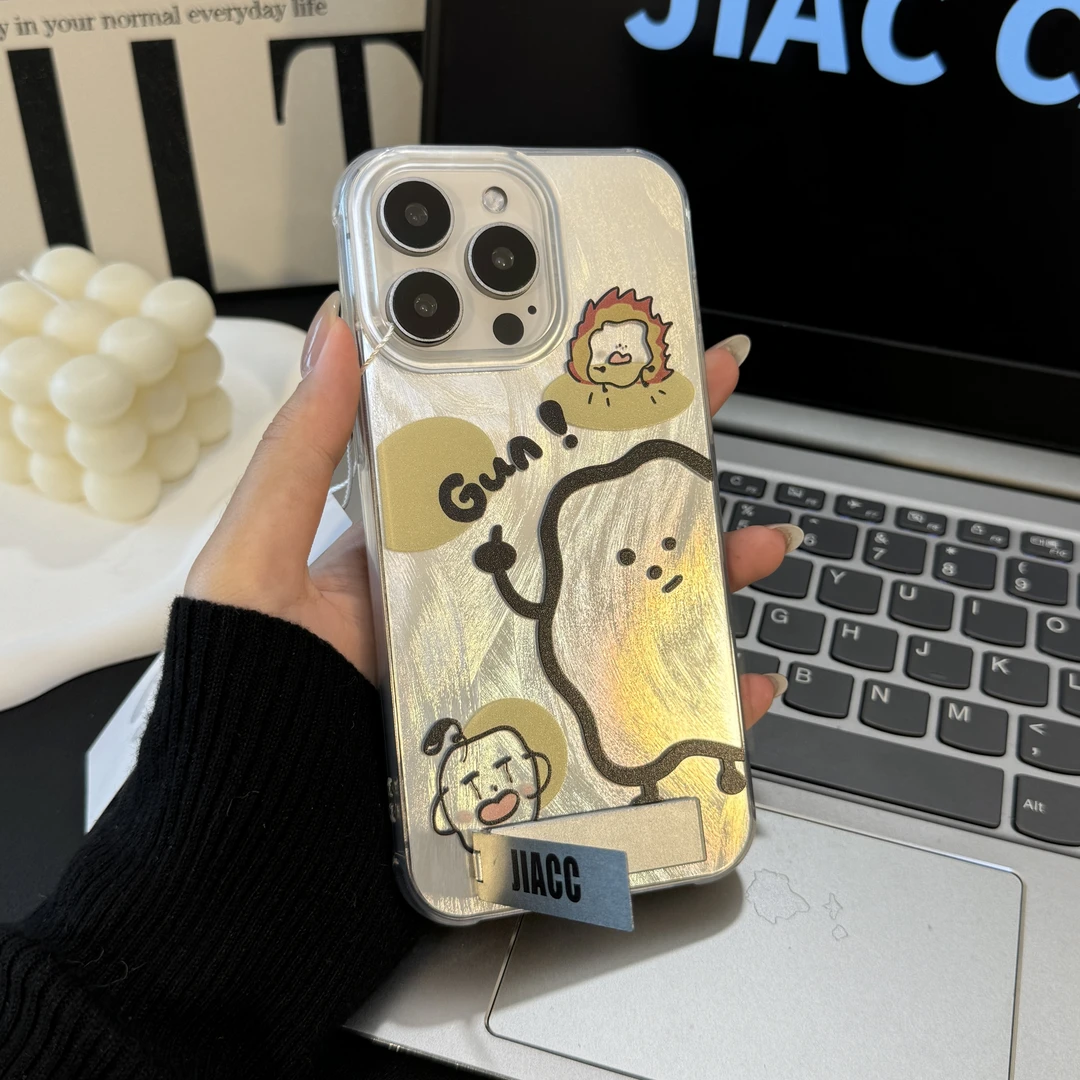 JIAC适用苹果华为小米OPPO一加vivo防摔gun小人创意羽纱壳可爱14