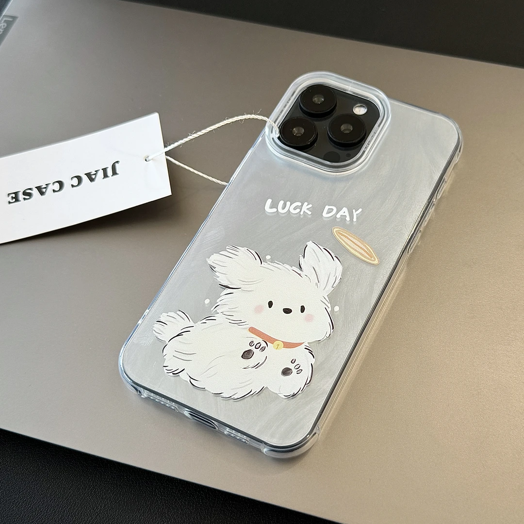 JIAC适用苹果15华为小米14vivo一加oppo防摔飞盘小狗羽纱手机壳