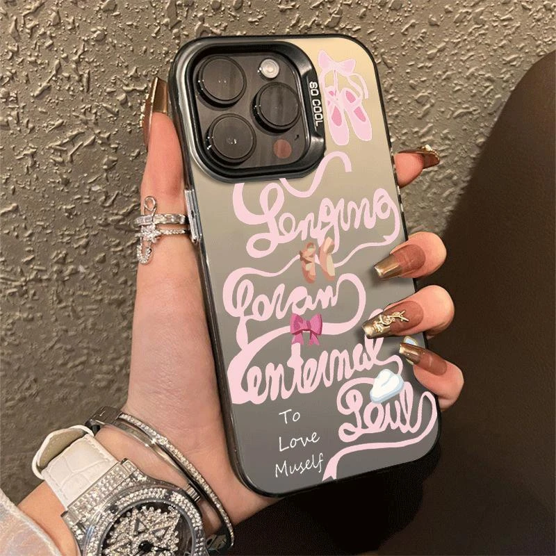 粉色网红imd彩银手机壳可爱情侣女款15promax硬壳防摔mate60卡通