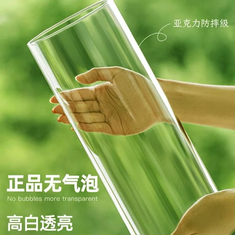 高端透明亚克力养花桶鲜花花束醒花桶塑料深水大号插花桶圆形直桶