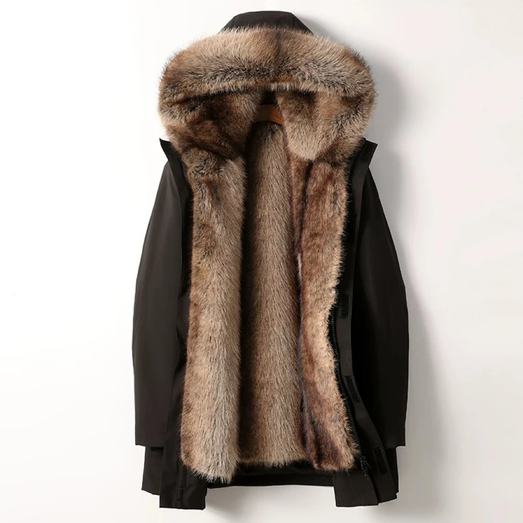 新款加厚冬季连帽男女同款派克服中长款可脱卸内胆加绒冲锋衣外套