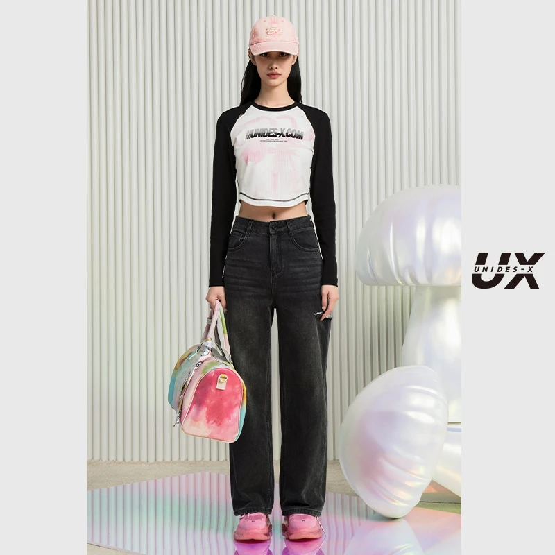 DK312021A590 破洞牛仔直筒裤