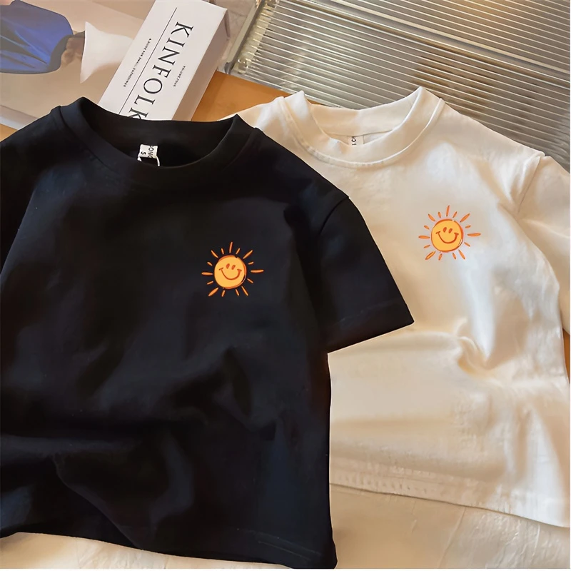 夏季新款儿童纯棉t恤短袖童装卡通印花T男女童洋气半袖宽松上衣服