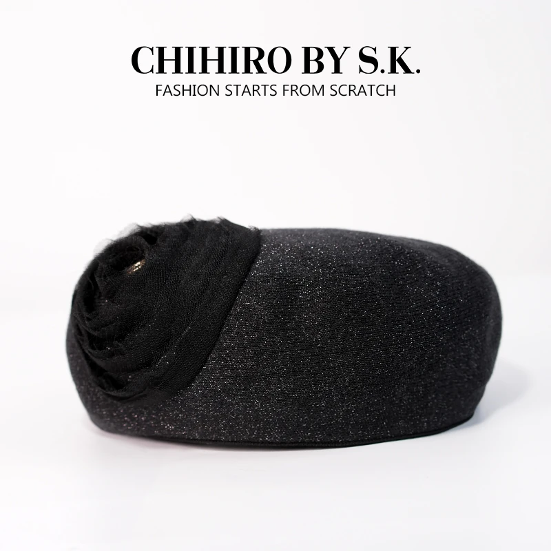 新帽馆高级帽子冬天加厚时尚优雅风玫瑰星空贝雷帽