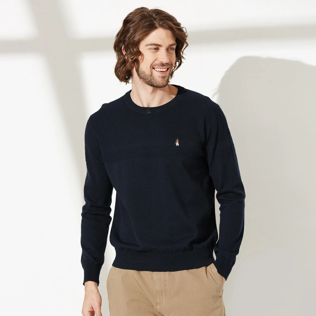 【舒适纯棉】暇步士男装秋季纯色简约休闲百搭毛衣针织衫PW-28104Z