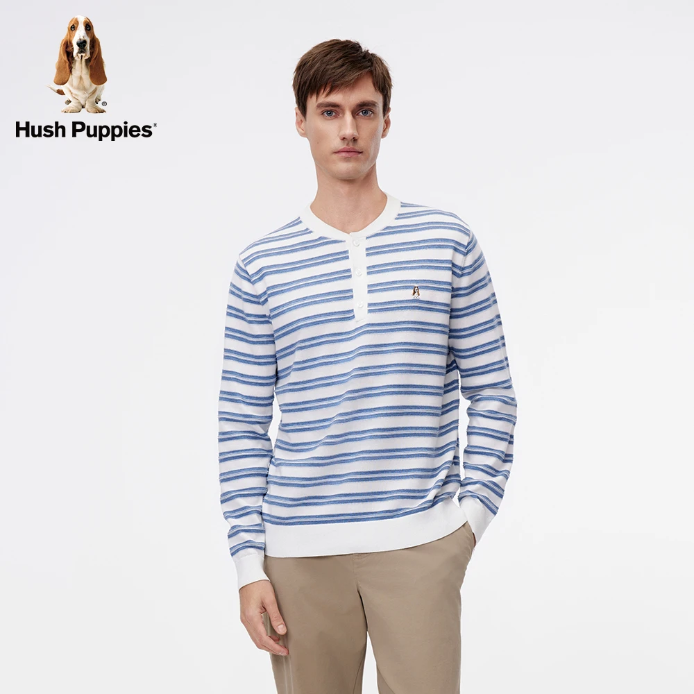 【松弛感亨利领】暇步士男装休闲纯棉条纹长袖针织衫HAMPW241001