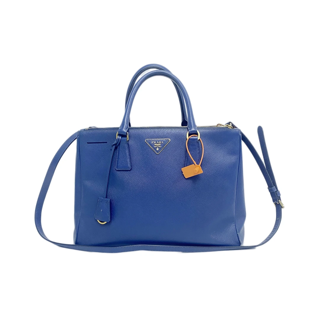 95新 Prada/普拉达 深蓝色十字纹单肩手提杀手包 2407P007