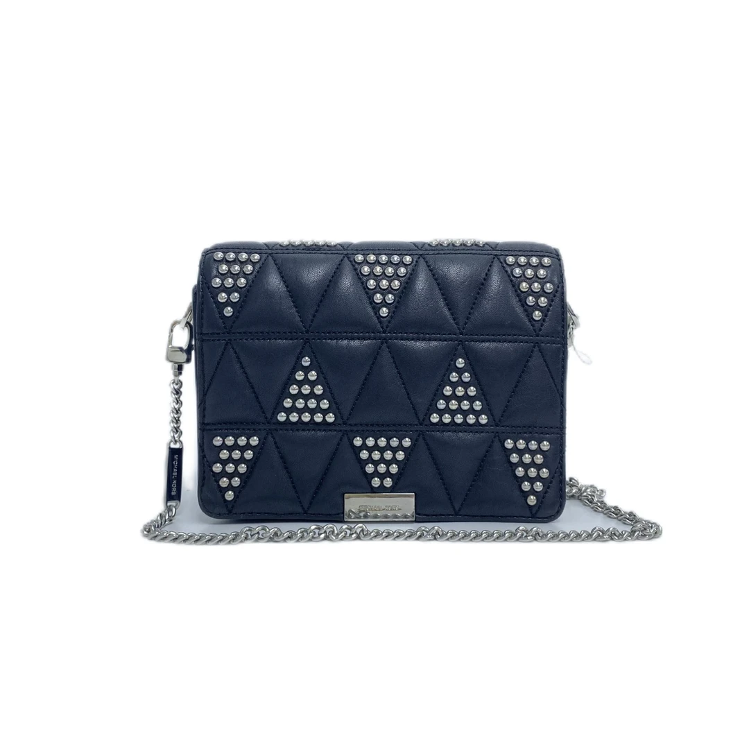 95新 MICHAEL KORS/迈克高仕 黑色全皮格纹单肩斜挎女包 Y-5035