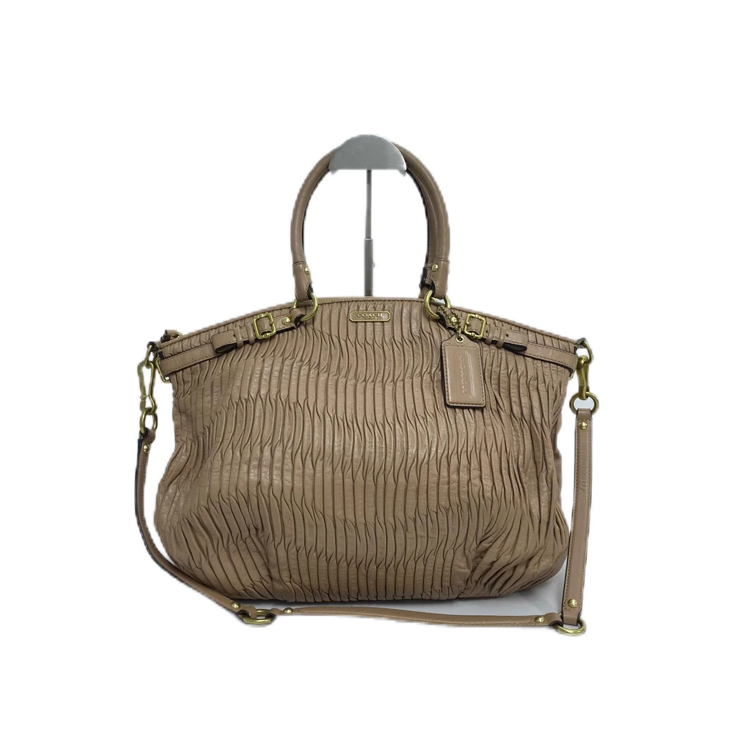 95新 COACH/蔻驰 杏色全皮褶皱麦迪逊单肩手提包 AF-1164-B