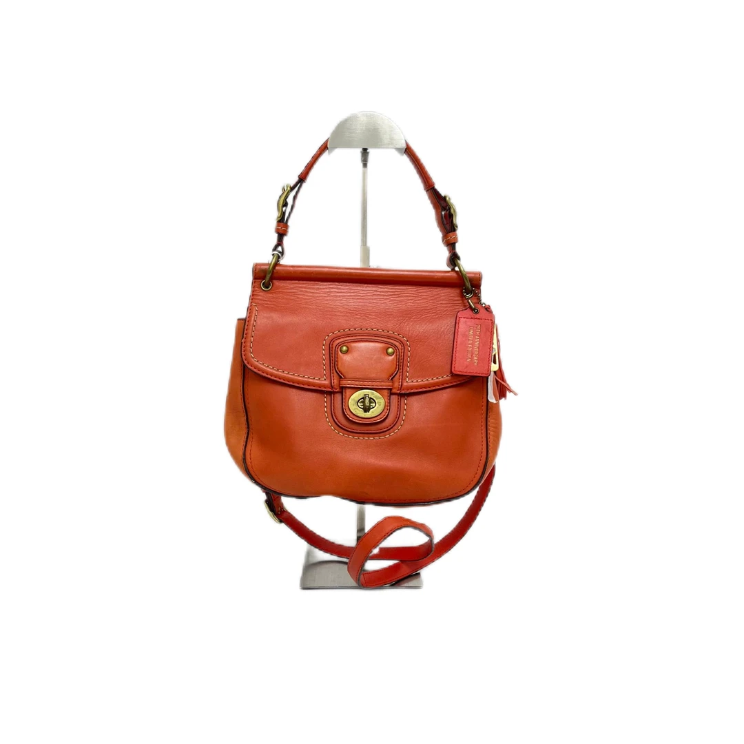 95新 COACH/蔻驰 橘色全皮单肩手提斜挎小猪包 Y-5688-B