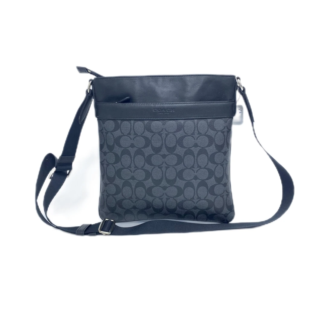 95新 COACH/蔻驰 经典老花PVC拼皮男士单肩斜挎包 AF-830-E