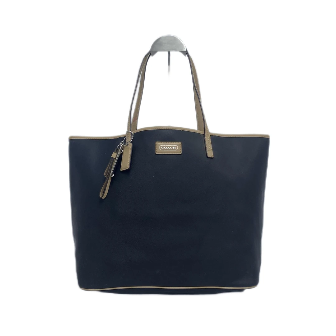 95新 COACH/蔻驰 黑色拼皮单肩手提托特包 AF-663-B