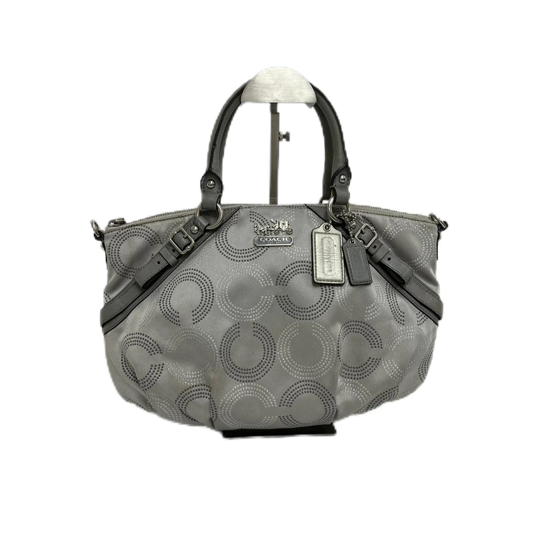 95新 COACH/蔻驰 灰色老花帆布拼皮单肩手提包 Y-5784-B