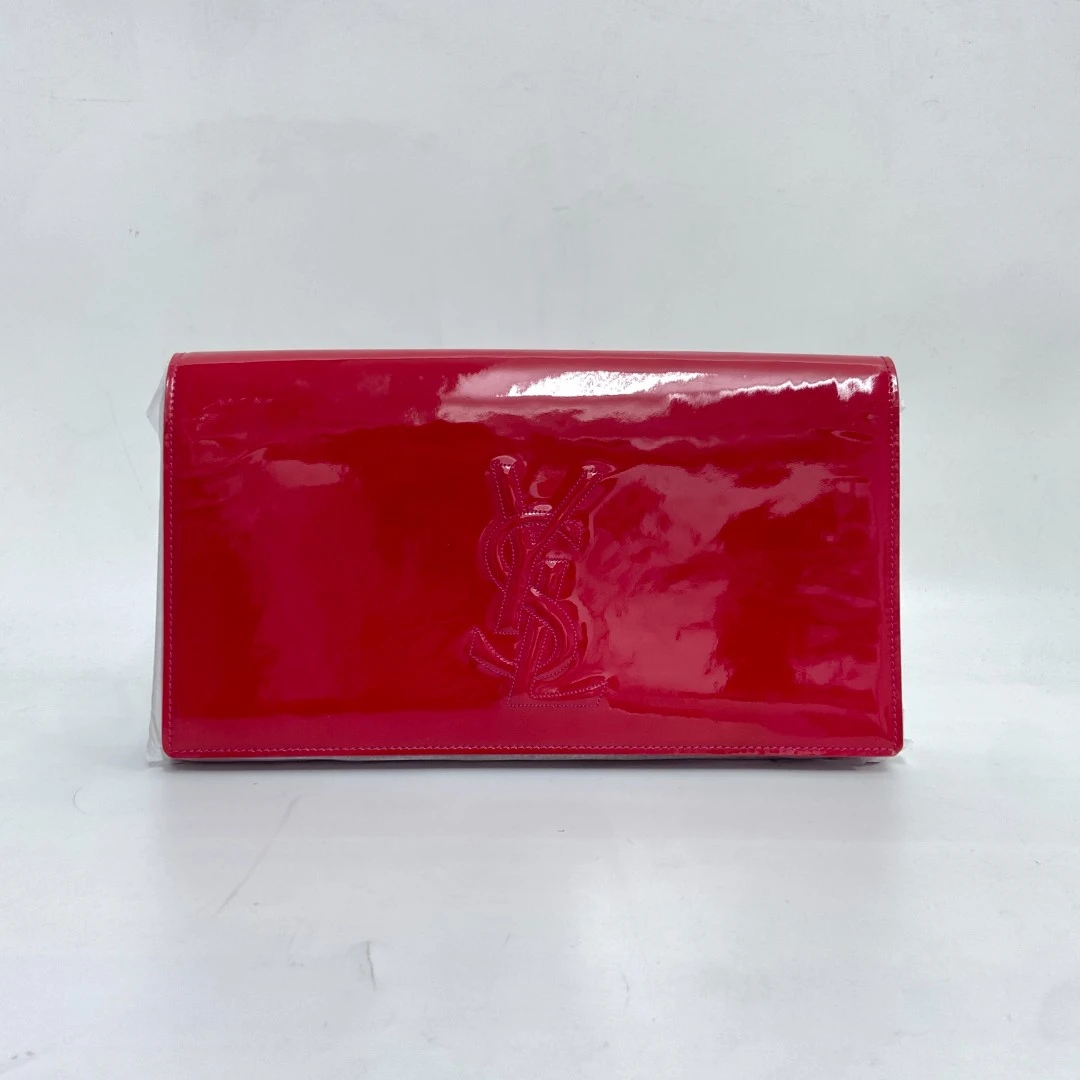 95新 YSL/圣罗兰 红色全皮手拿包 2406LQ031