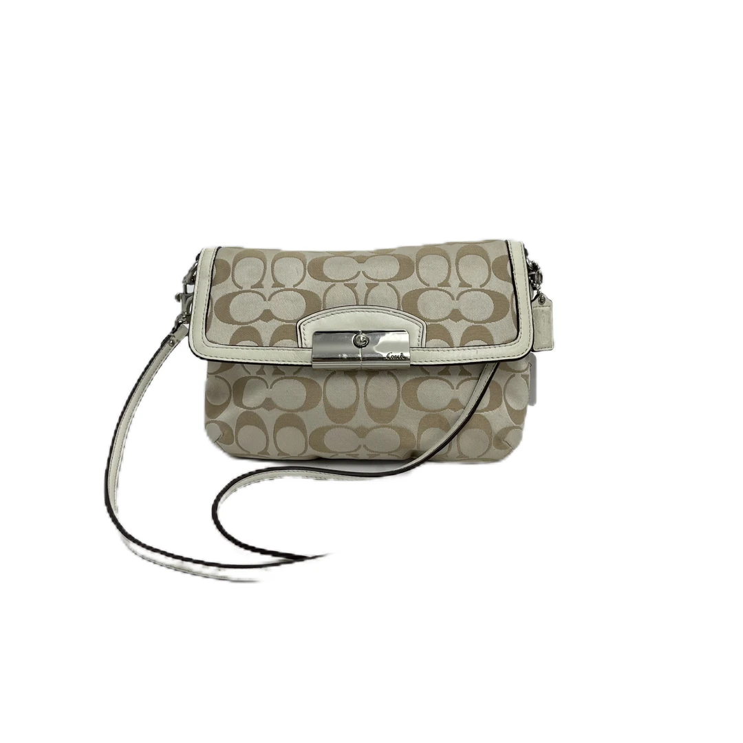 95新 COACH/蔻驰 经典老花帆布拼皮单肩斜挎包  AF-985-B