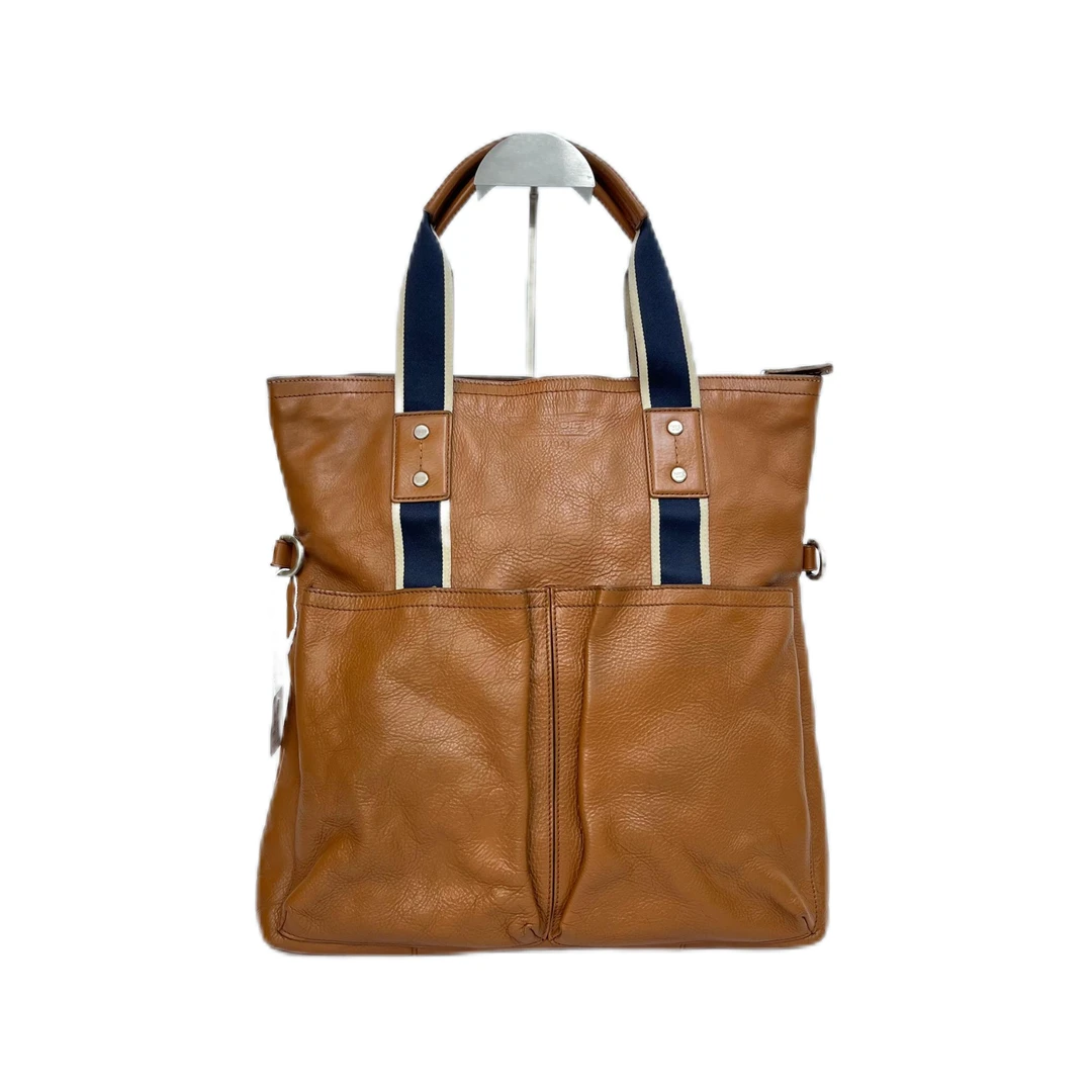 95新 COACH/蔻驰 焦糖色帆布拼皮单肩手提公文包 AF-1690-C