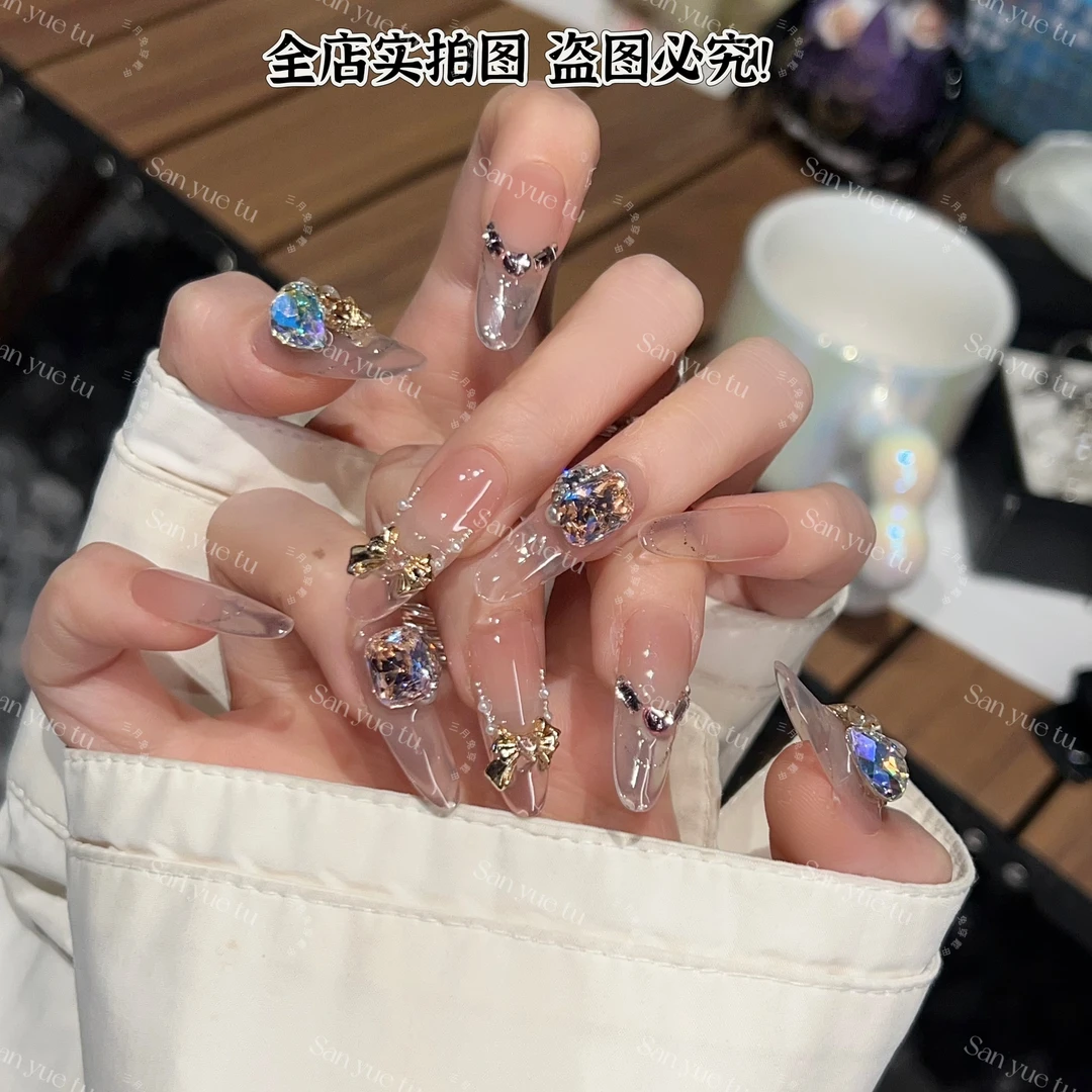 三月兔高定【魔女商店/东洲水晶】手工美甲满钻可拆卸穿戴甲