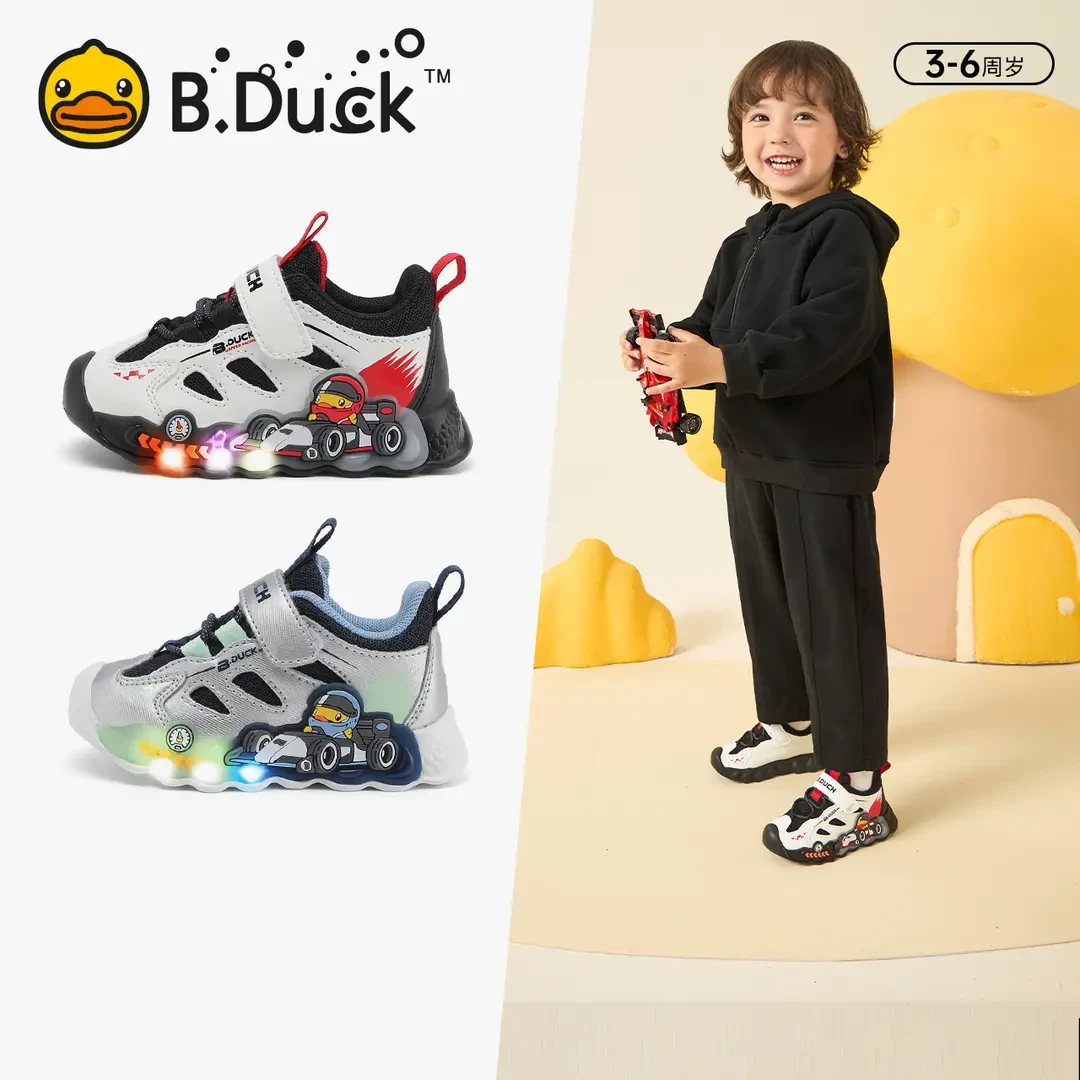 B.Duck小黄鸭儿童运动鞋秋季新款男童时尚卡通炫酷灯鞋 B3583949