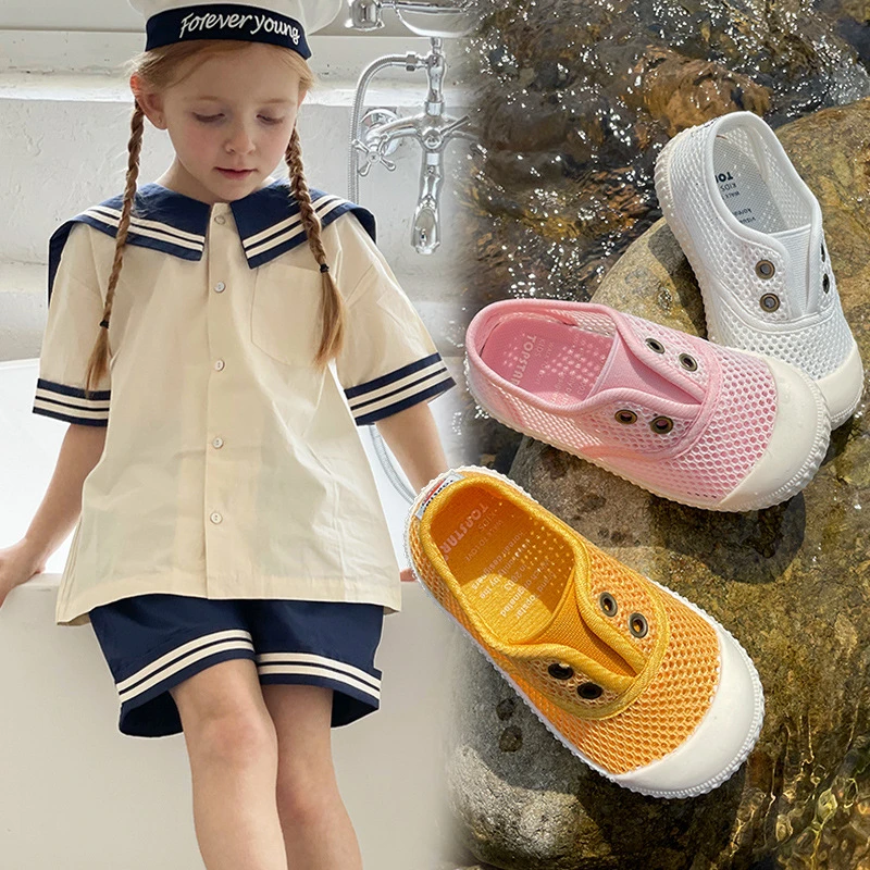 topstar儿童网鞋夏季3男女童一脚蹬板鞋软底幼儿园单网镂空室内鞋