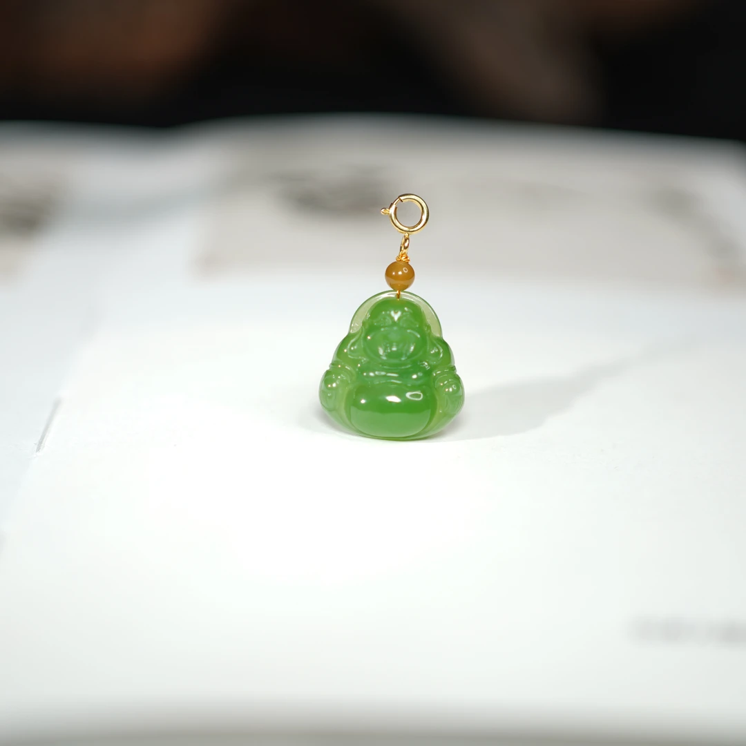 【悦焦】和田玉*吊坠*18k金镶嵌