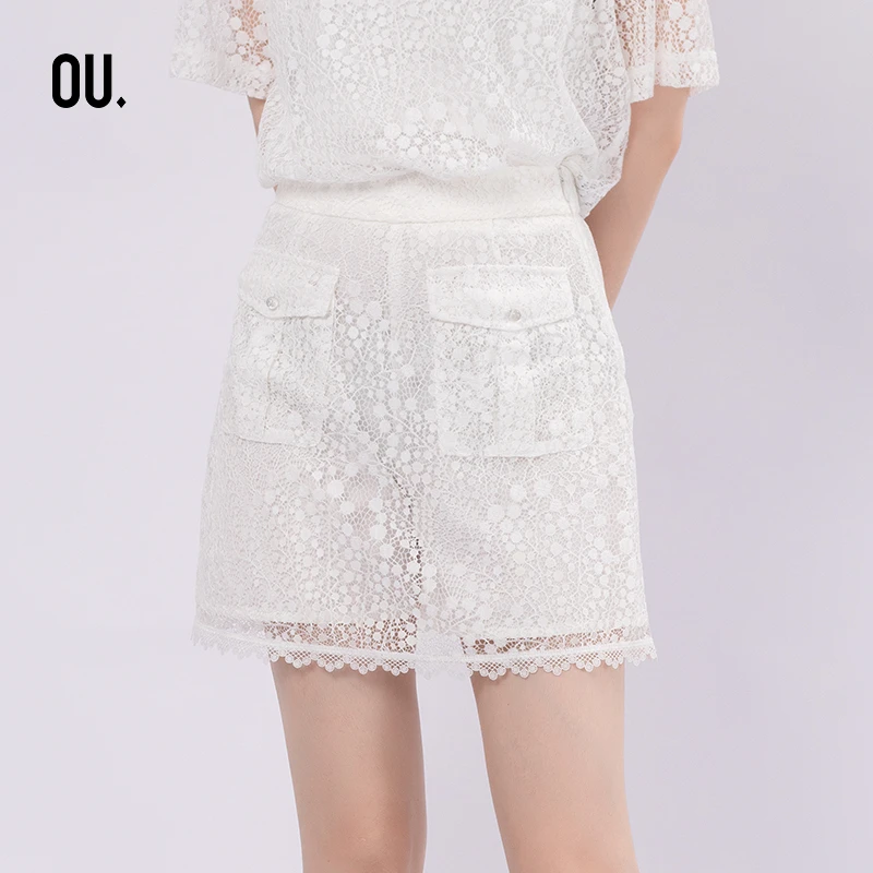 【商场同款】OU.FASHION/欧点镂空小清新休闲短裙夏季1213141039