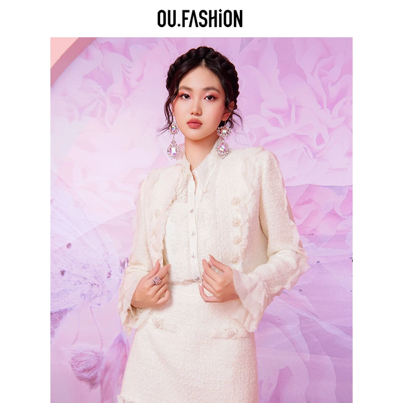 【商场同款】OU.FASHION/欧点花边小香风外套1072240109新年热力感