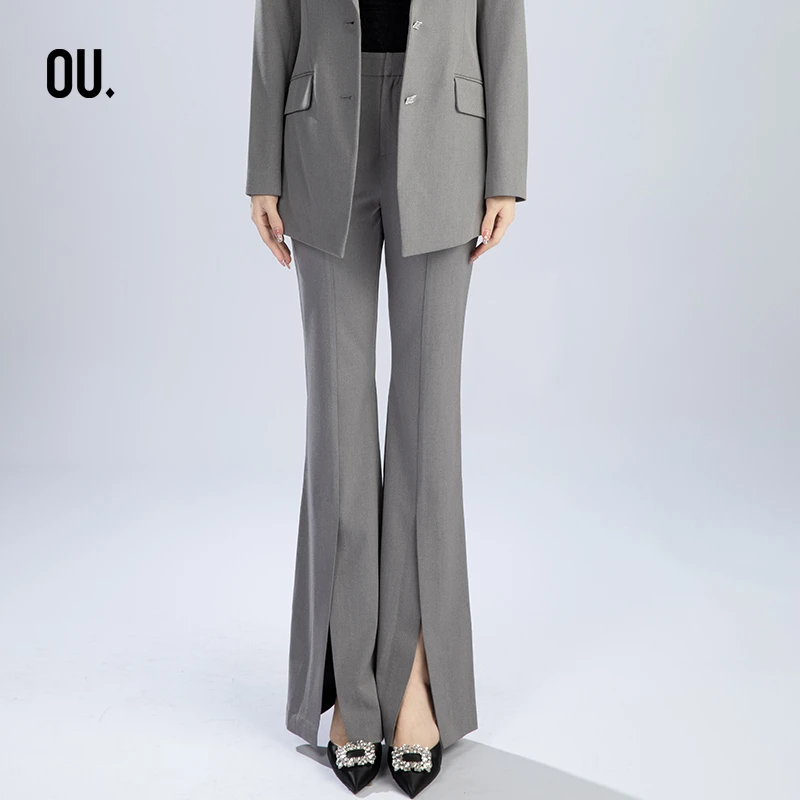【商场同款】OU.FASHION/欧点春秋季阔腿开叉西装长裤1213153031