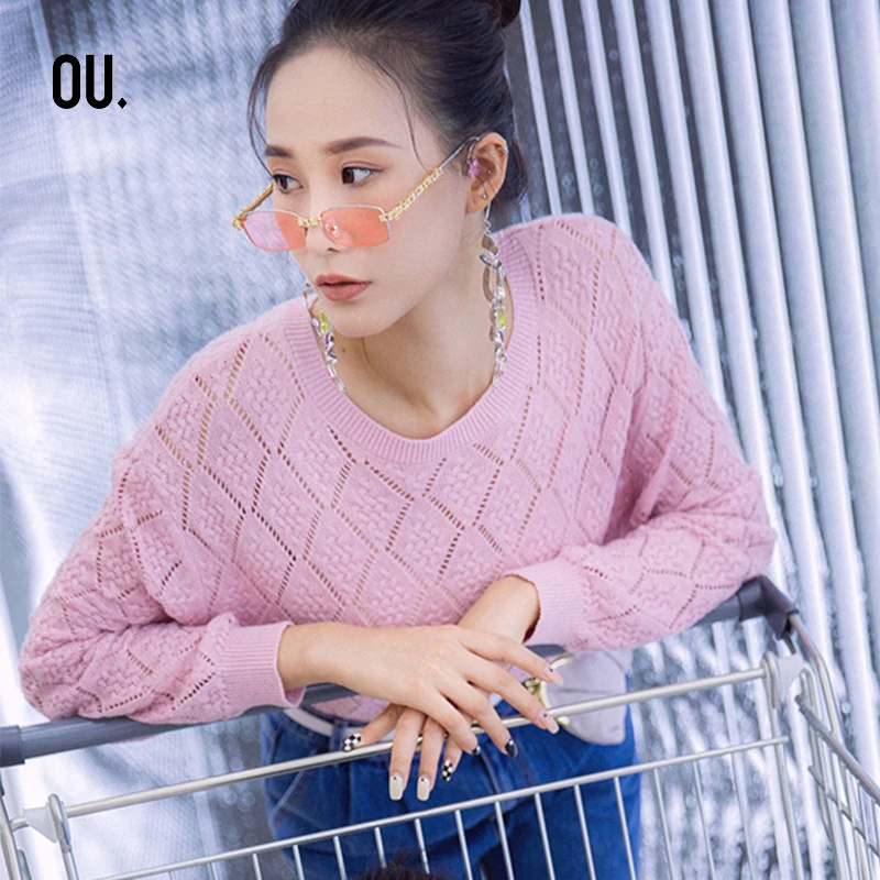 【商场同款】OU.FASHION/欧点时尚保暖宽松长袖圆领毛衣1213173015