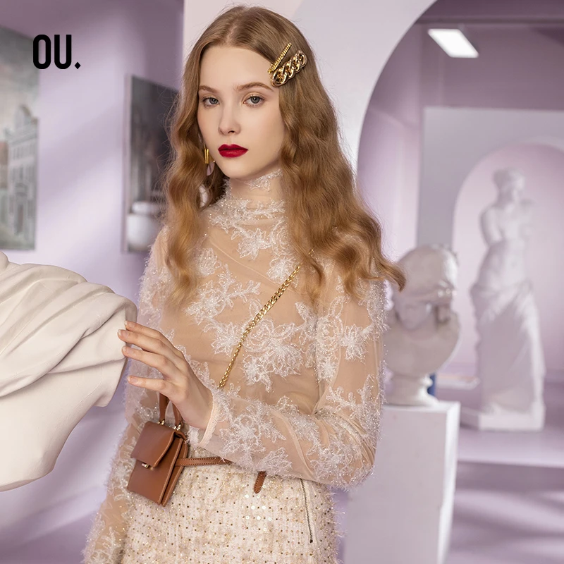 【商场同款】OU.FASHION/欧点女秋冬半高领打底衫上衣1203123040