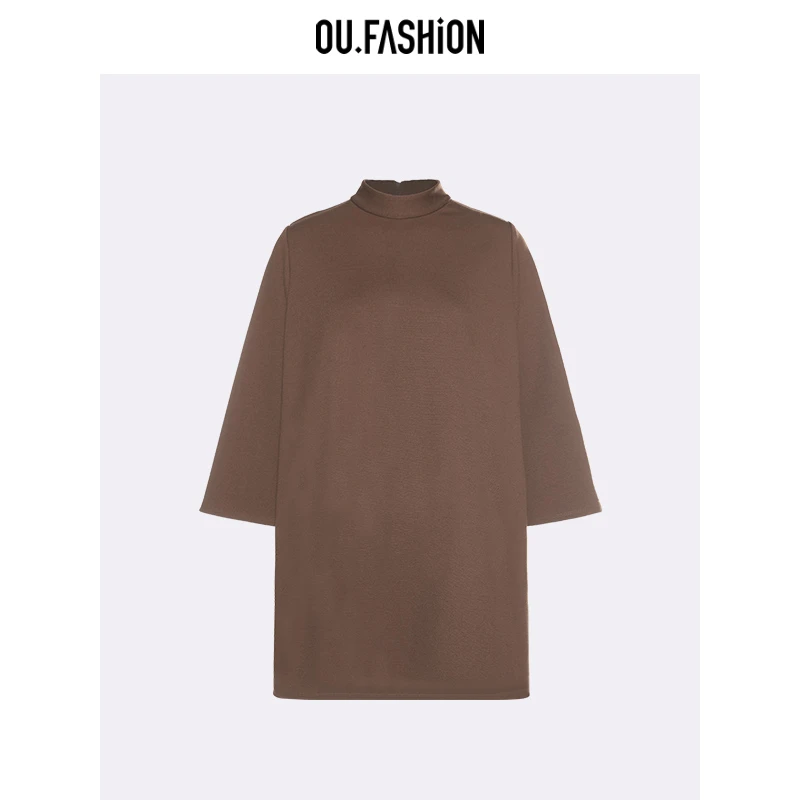 【商场同款】OU.FASHION/欧点针织中袖连衣裙半高领短裙1122340613