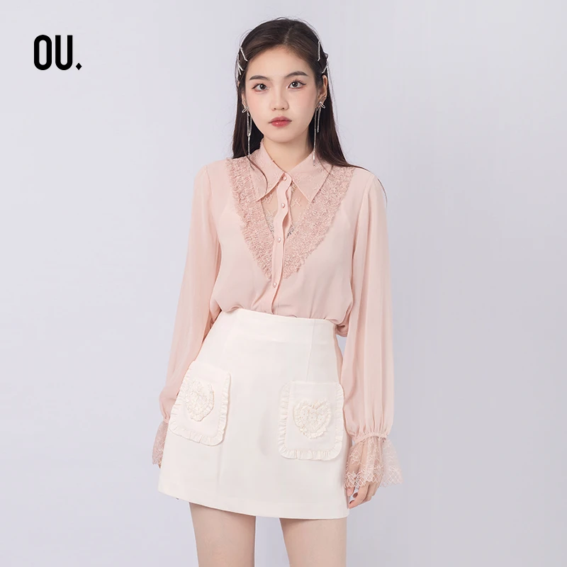 【商场同款】OU.FASHION/欧点优雅小众长袖衬衫1213123025