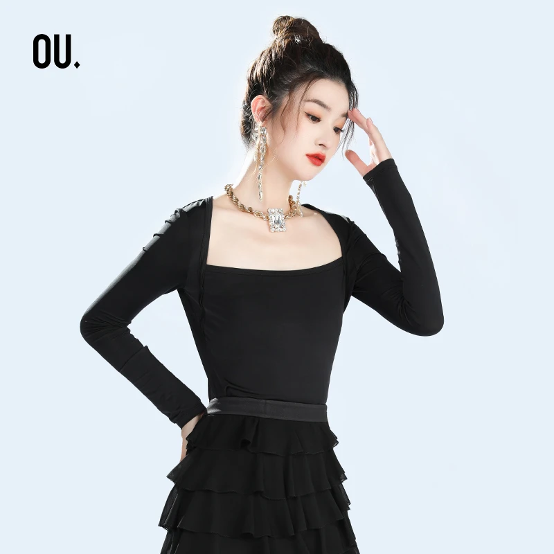 OU.FASHION/欧点方领长袖上衣6032230336热力感