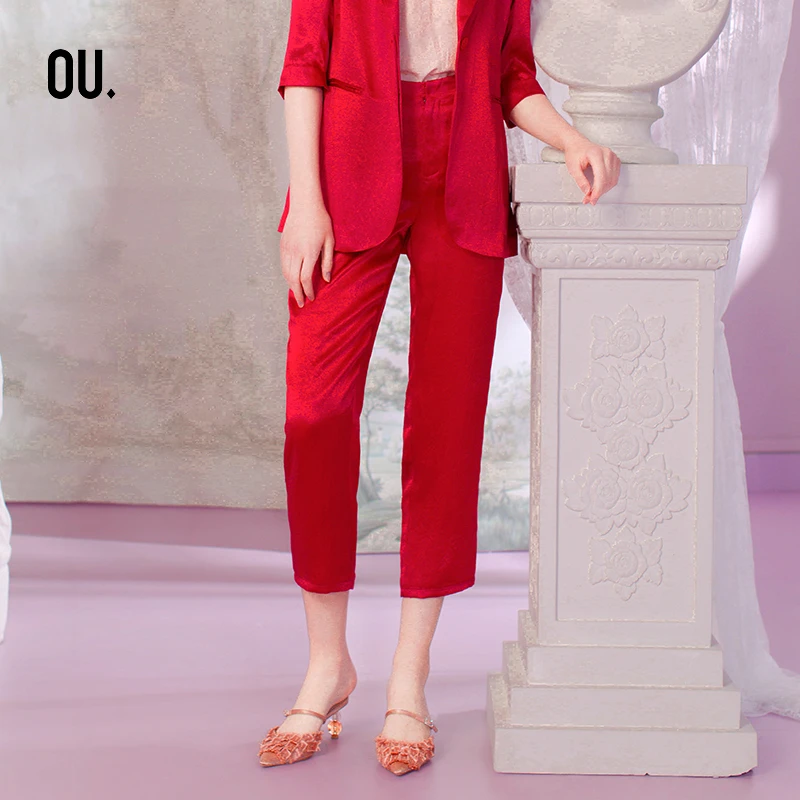 【商场同款】OU.FASHION/欧点长裤时尚休闲短款女士1203153075