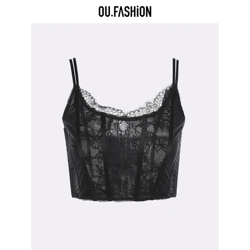 【商场同款】OU.FASHION/欧点蕾丝吊带背心鱼骨线抹胸1032330248