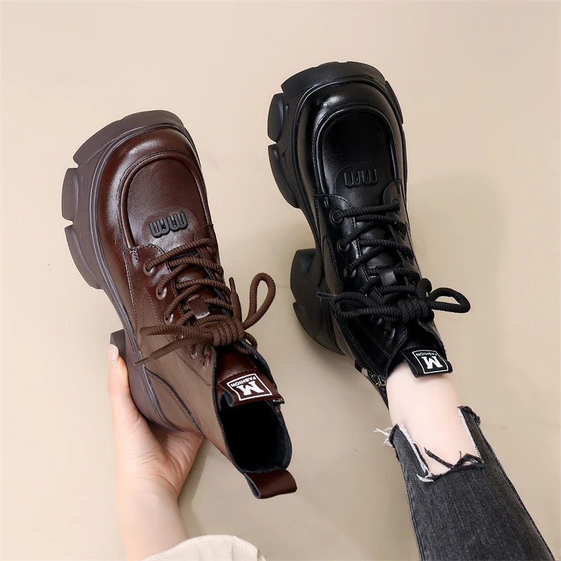 增高马丁靴女2025秋冬新款英伦风百搭洋气高跟显瘦单靴小个子短靴