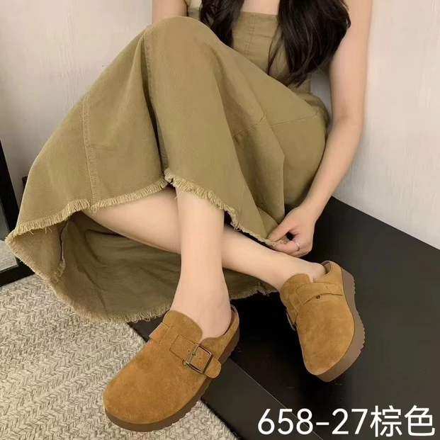勃肯拖，随意搭配超好看的，慵懒感十足哦全牛皮沙色棕色