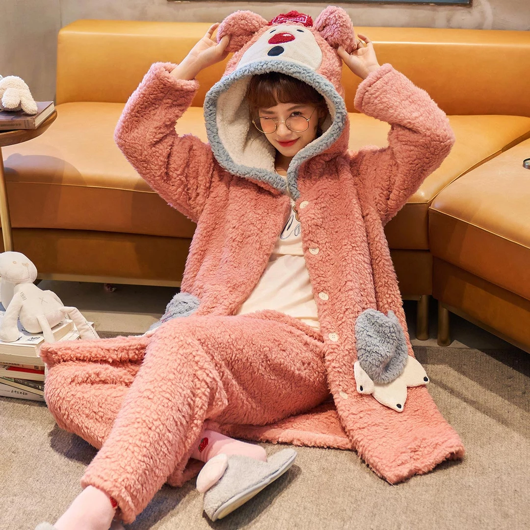 【福利款三件套羊羔绒】月子服秋冬产后哺乳孕妇喂奶睡衣家居服保暖