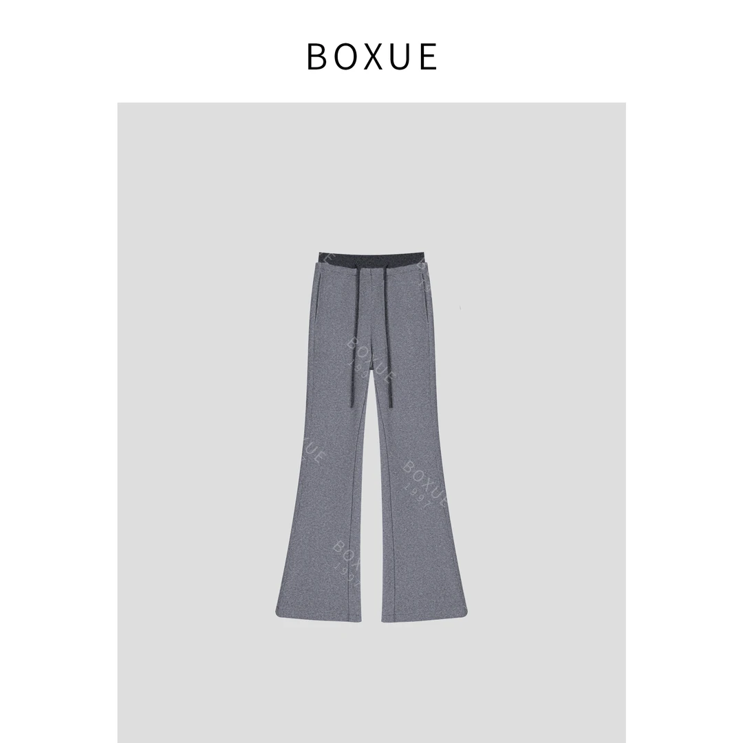 BOXUE “法兰西” 2024冬季高级感显瘦羊.绒微喇裤 裤子 #241027K01