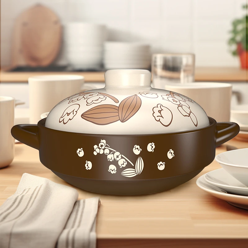 柚米一粒铃兰花砂锅煲仔锅干烧炒菜烹饪耐热砂锅炖煮焖煲家用砂锅