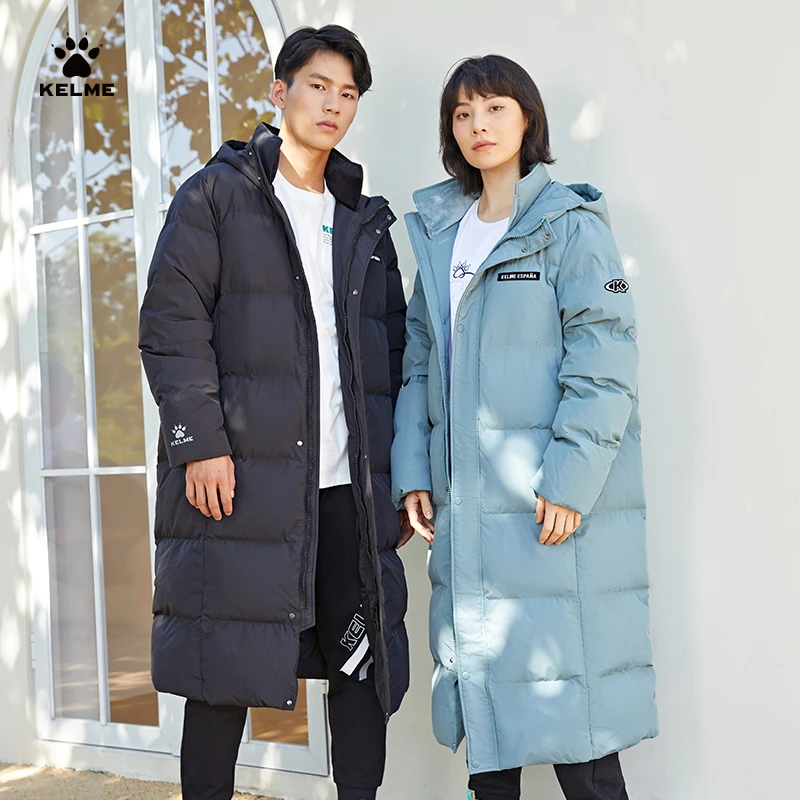 卡尔美官方正品冬季「时尚长款羽绒服」男女加厚保暖情侣外套大衣
