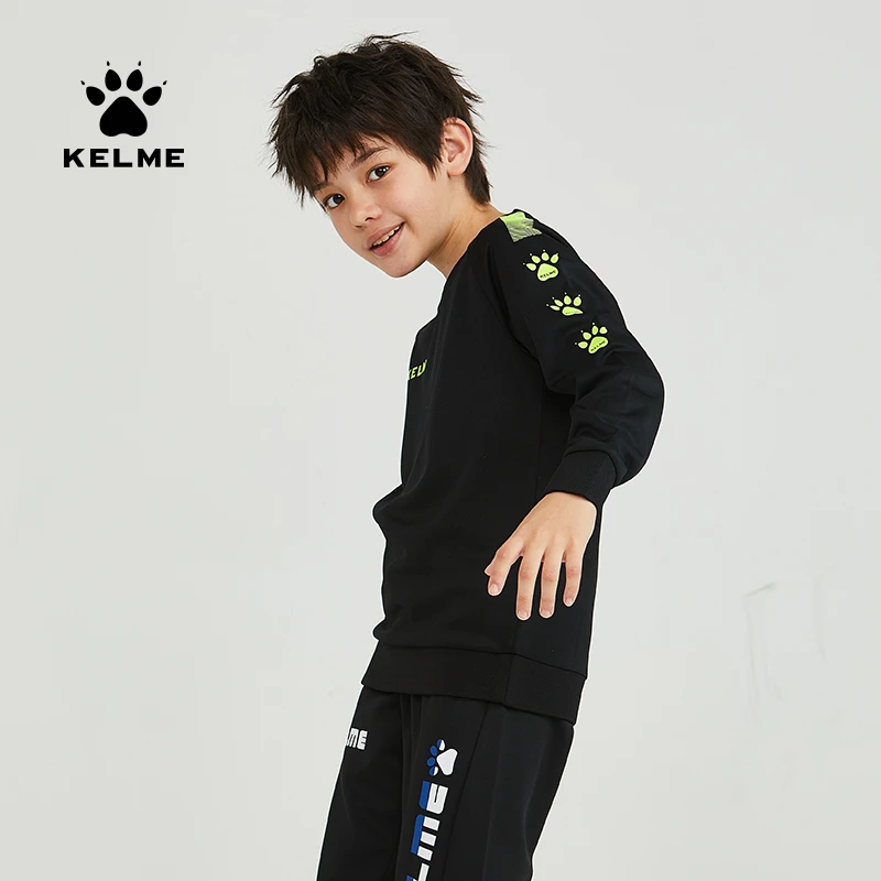 KELME卡尔美精选儿童运动卫衣圆领长袖运动服学生足球训练套头衫