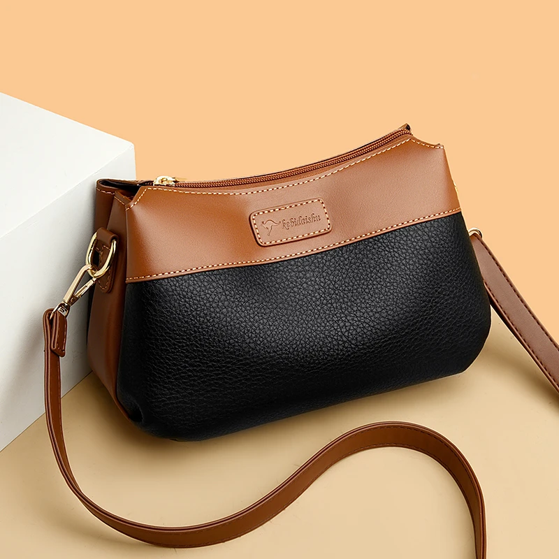 软皮女包多隔层大容量单肩斜挎手提妈妈包中老年女包大气简约1215