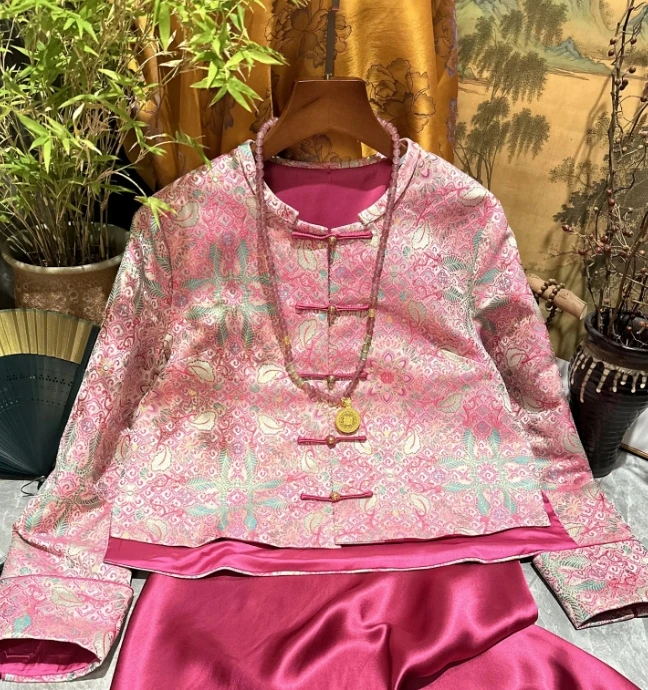 【SHANGLIU】新中式提花国风立领中国风复古民族风外套（85）