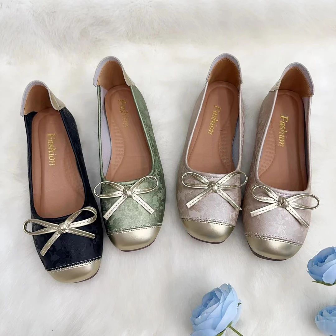 小芭蕾平底鞋国风绸感软皮2024年春夏新款四季单鞋女软底软面女鞋