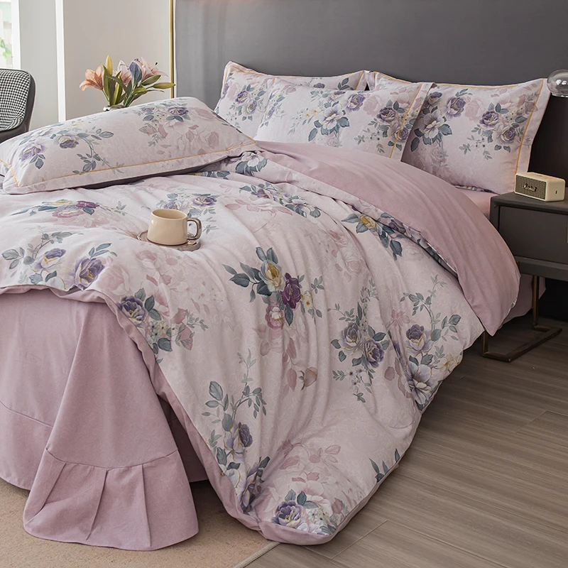 2025新款时尚全棉柔软亲肤加厚长绒棉数码印花四件套