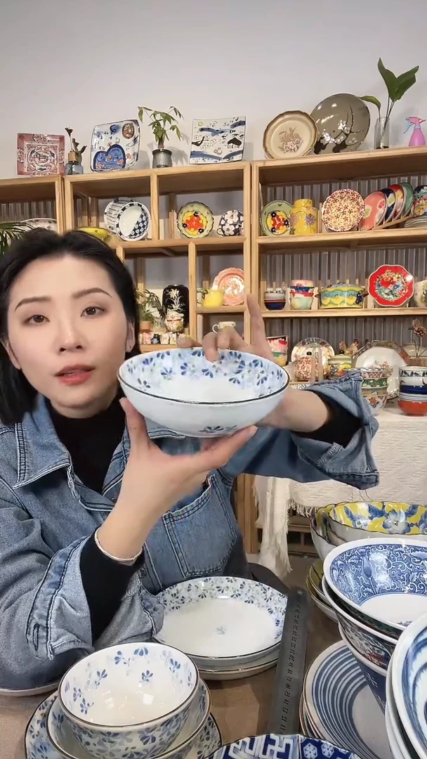 【闪购商品】瓷小蓝芽16.5cm中钵两个