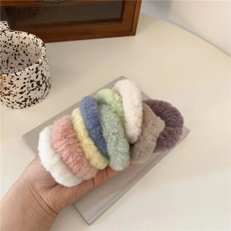 秋冬新款彩色软糯毛毛发圈甜美少女毛绒绒发绳双马尾头绳新娘头饰