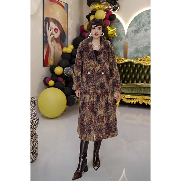 《锦月光》7627 时尚气质复古宽松冬季韩版大衣外套